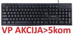 Udobna za kucanjeMultimedijalna tastatura standardne velicine+13 prakticnih multimedijalnih tastera za internet i muzikuBroj tastera 104Boja: crnaDimenzije: 435x146x26mmTežina: 440gDužina kabla: 140cm