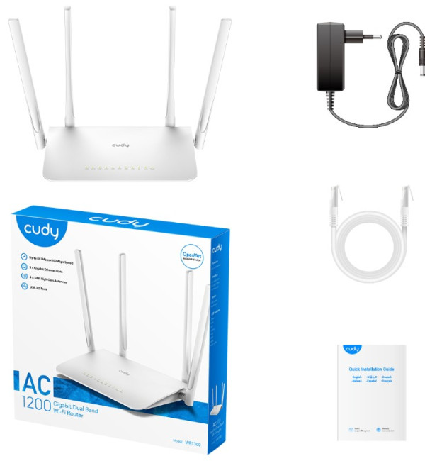 NAPOMENA!Za provajdere nudimo firmware sa drugacijim web remote management-om (ogranicenje za jednog korisnika)Posaljite zahtev na mail.AC1200 Dual Band Wi-Fi Router-AC1200 Dual Band Wi-Fi Speed-High Performance Dual Core CPU-16MB Flash and 128MB DDR3-5 x Gigabit Ethernet Ports-4 x 5dBi High Gain Antennas-VPN Clients and DDNS Support-5-IN-1 WiFi Router/ Mesh/Repeater/ WISP/ Access Point.Model 	WR1300Hardware Features 	Processor 	Dual-Core CPUFlash 	16MBDDR 	128MBAntenna 	4× Fixed Omni-Directional AntennasInterface 	1× 1000/100/10 Mbps WAN Port4× 1000/100/10 Mbps LAN PortsButton 	WPS Button