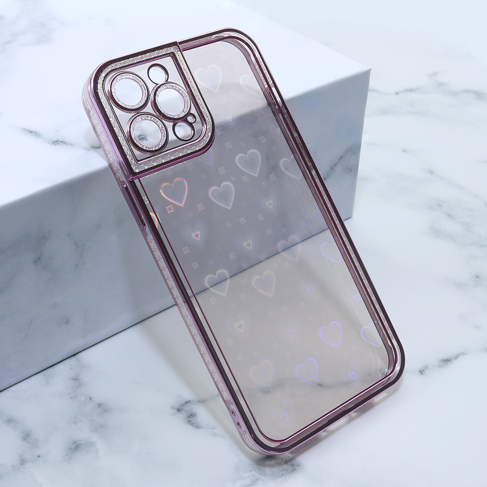 Futrola Heart IMD za iPhone 12 Pro Max 6.7 roze