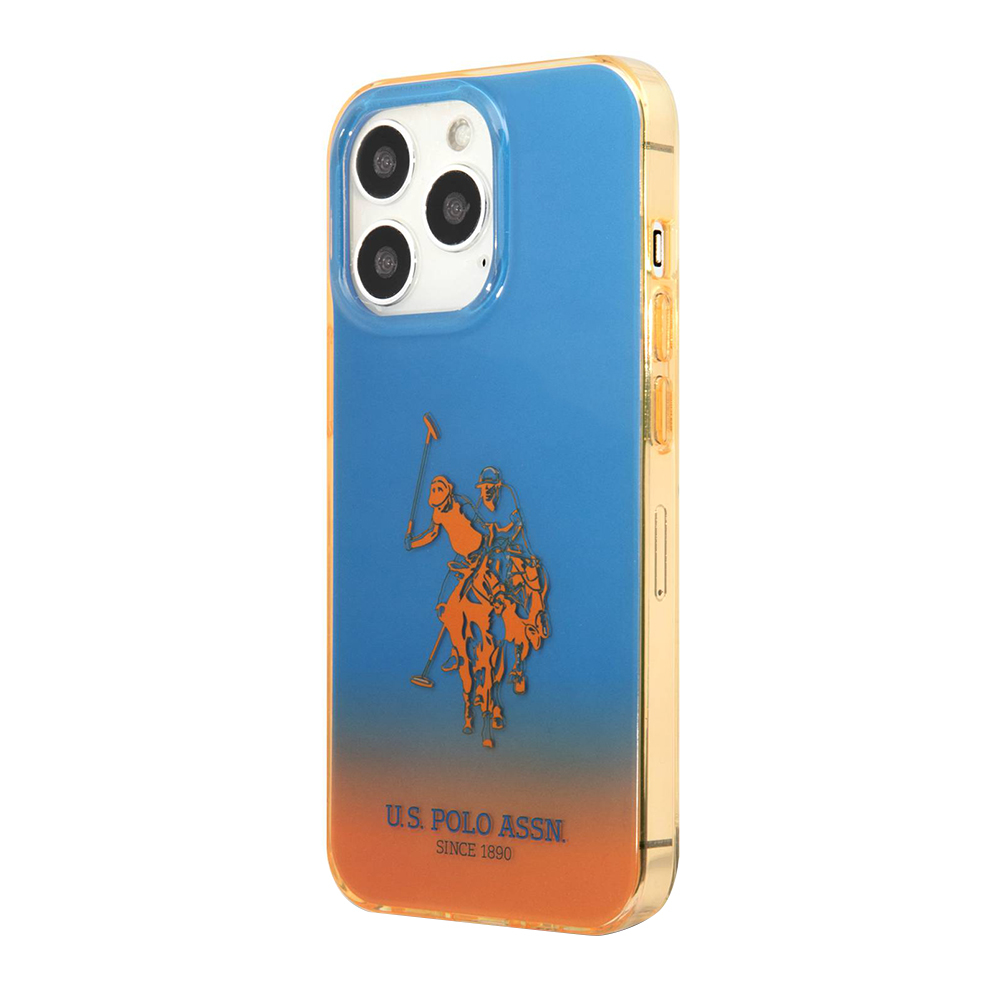 Futrola Polo Gradient Case With Dyed - Bumper & Horse Logo za Iphone 14 Pro Max plavo-narandzasta Full ORG (USHCP14XELOB)