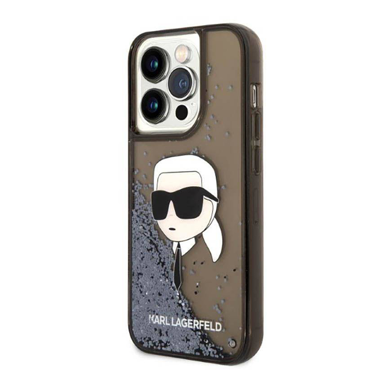 Futrola Karl Lagerfeld Liquid Glitter NFT Karl's Head Hard za Iphone 14 Pro Max crna Full ORG (KLHCP14XLNKHC)