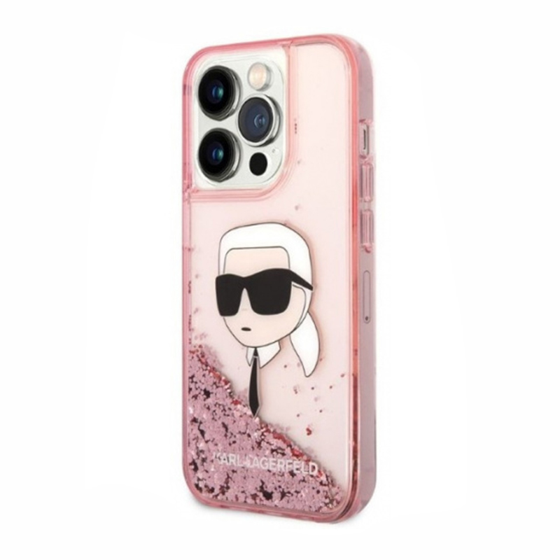Futrola Karl Lagerfeld Liquid Glitter NFT Karl's Head Hard za Iphone 14 Pro Max pink Full ORG (KLHCP14XLNKHC)