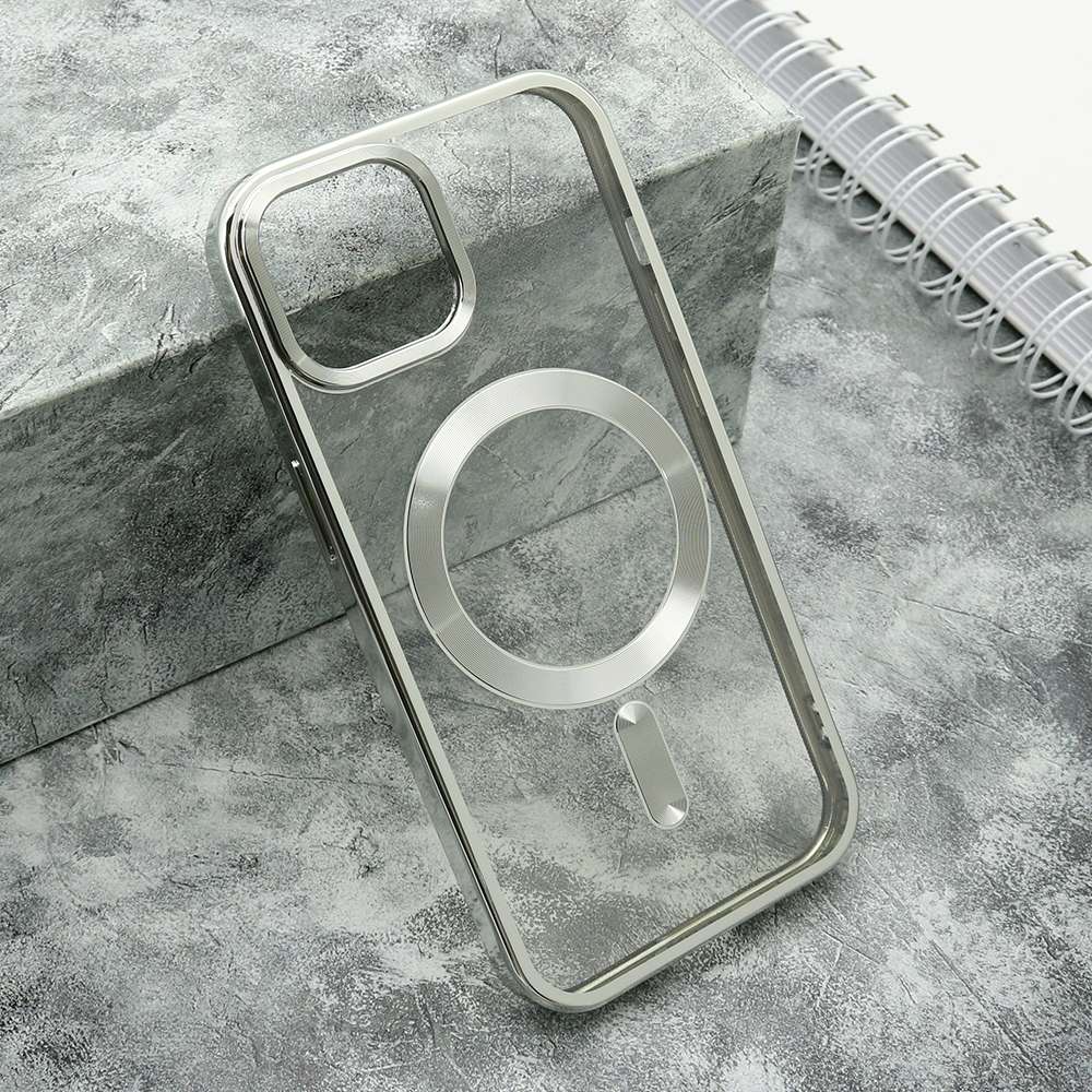 Futrola CLEAR ELEGANT MAGSAFE za iPhone 15 (6.1) srebrna