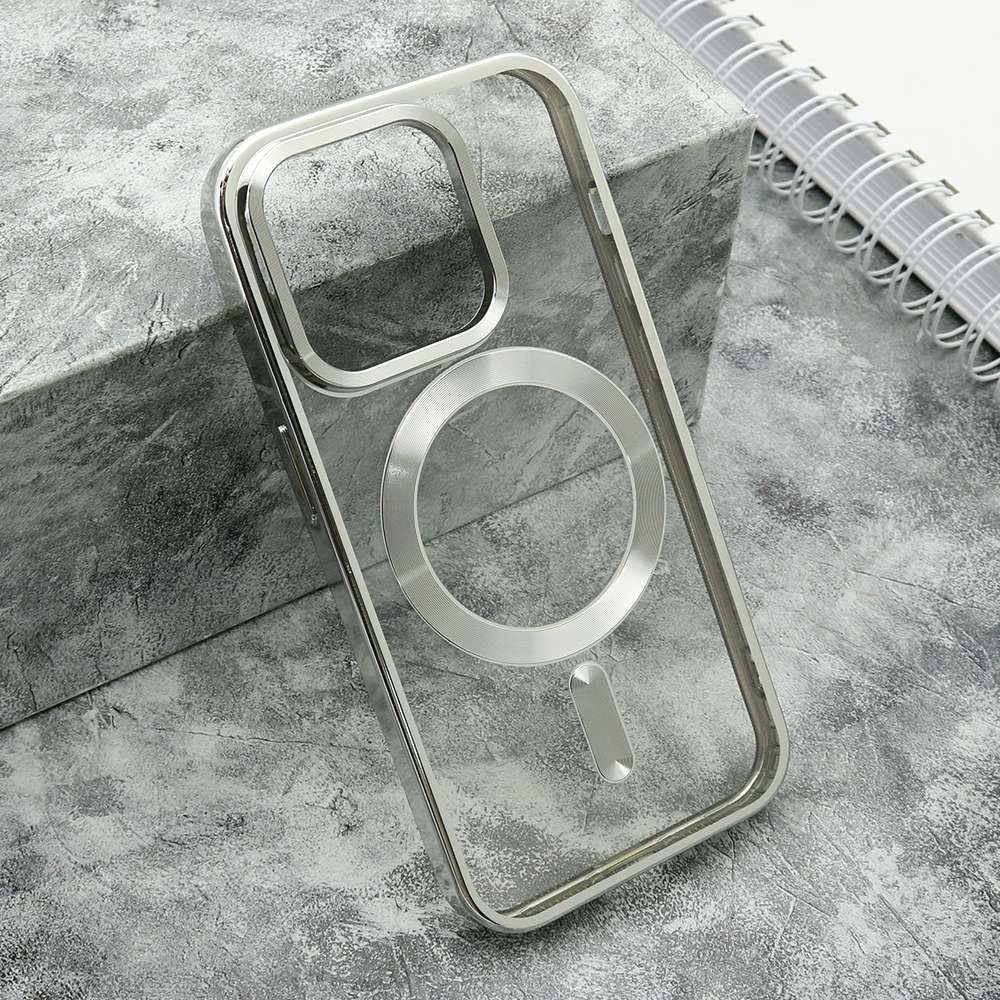 Futrola CLEAR ELEGANT MAGSAFE za iPhone 15 Pro (6.1) srebrna