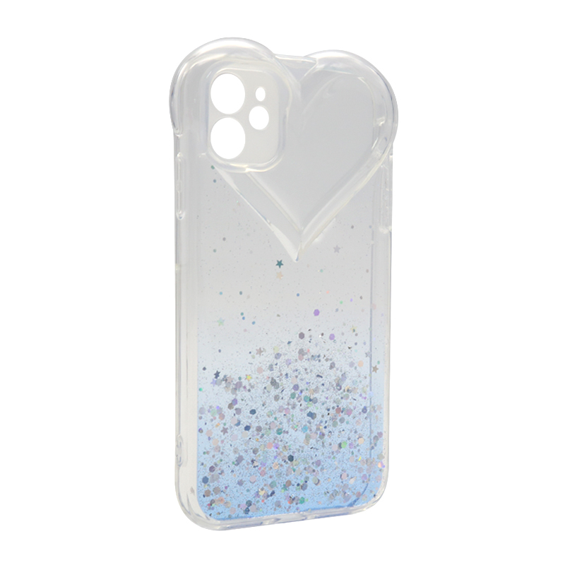 Futrola Sparkly Heart za iPhone 12 (6.1) plava