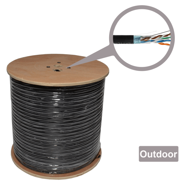 CAT6 UTP LAN OUTDOOR CABLE WITH 1.2MM STEEL MESSENGERSOLID 23AWG/ 0.57 CCA 305M PE(BLACK) + WOOD DRUMCABLEXPERT CAT6 UTP LAN OUTDOOR CABLE WITH STEEL MESSENGER