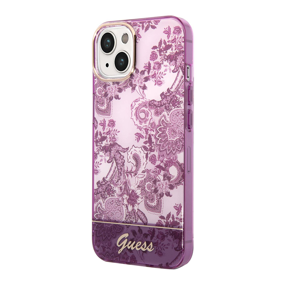 Futrola GUESS IML With Double Layer Electroplated Camera Outline & Toile De Jouy za Iphone 14 Fuschia Full ORG (GUHCP14SHGPLH F)