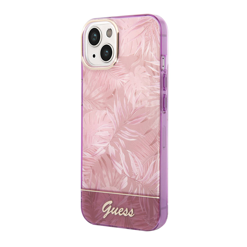 Futrola GUESS IML With Double Layer Electroplated Camera Outline & Toile De Jouy za Iphone 14 pink Full ORG (GUHCP14SHGJGH P)